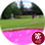 Pink sand utilised as bunker sand at charity golf day.